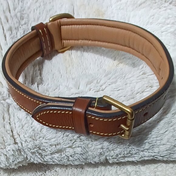 Leather padded dog collar size large brass buckle - Picture 1 of 7